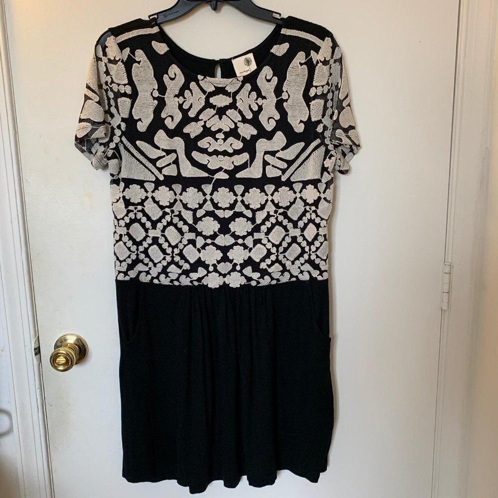 Everleigh Women Black Dress with Thread Work - L
